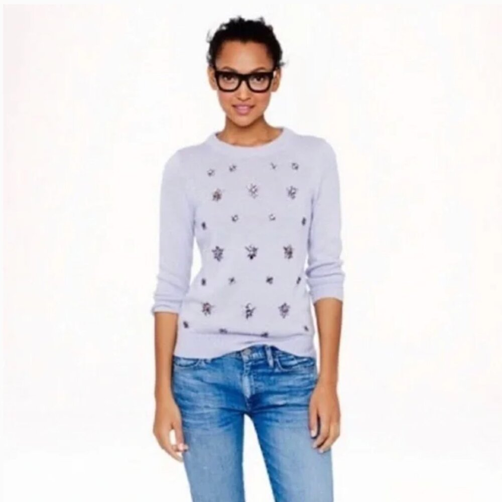 J. Crew pastel purple jewel embellished sweater